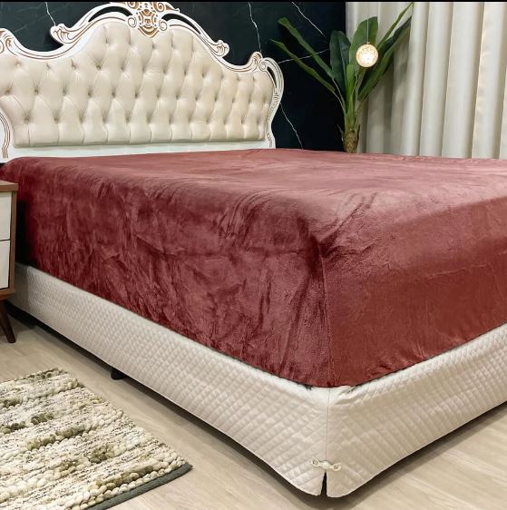 Lençol Avulso Fleece Plush Soft Aveludado Queen C/ Elástico - VermelhO