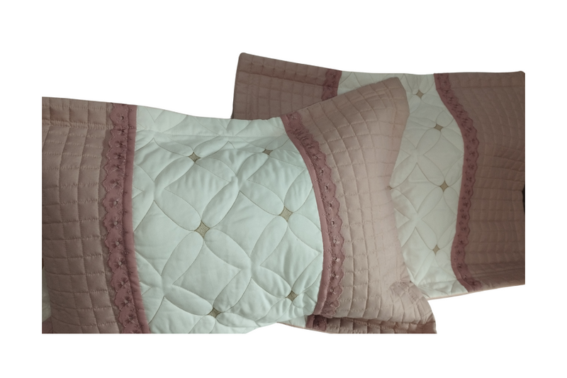 Kit 2 Porta Travesseiros Boutis Pastilhas 70x50cm 150 Fios Percal Matelado com Abas Americanas