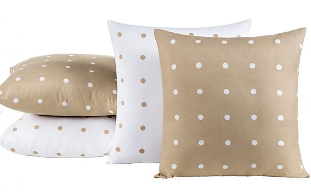 Kit 4 Capas De Almofadas 45x45cm 200 Fios Estampadas Petit Poá Cáqui