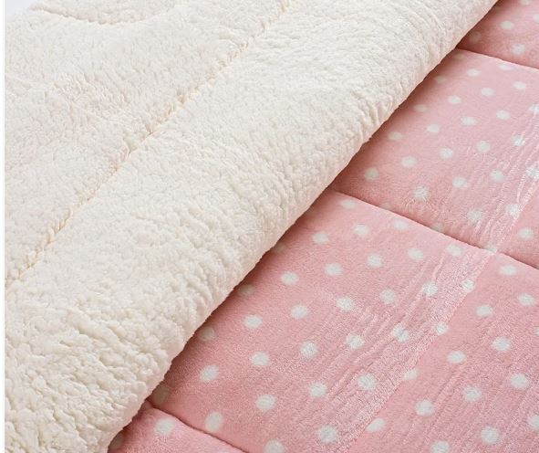 Coberdrom Petit Poá Sherpa Edredom Dupla Face Cobertor Manta Felpuda Cama Casal Queen Estampado Rosa