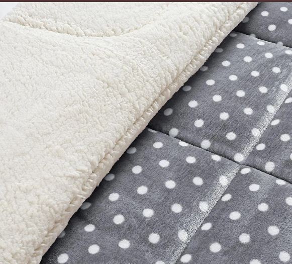 Coberdrom Petit Poá Sherpa Edredom Dupla Face Cobertor Manta Felpuda Cama Casal Queen Estampado Cinza