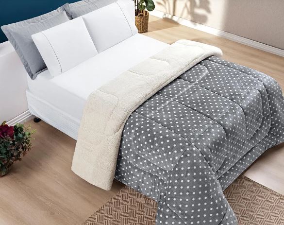 Coberdrom Petit Poá Sherpa 150g Manta Felpuda QUEEN