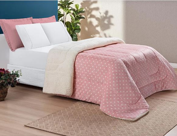 Coberdrom Petit Poá Sherpa 150g Manta Felpuda QUEEN