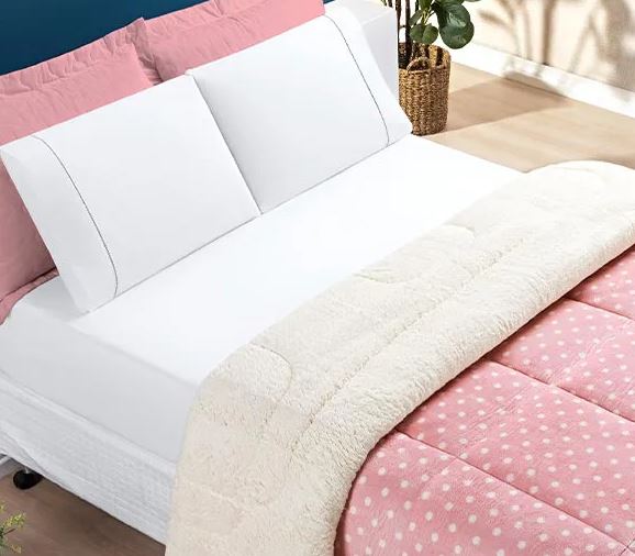 Coberdrom Petit Poá Sherpa 150g Manta Felpuda QUEEN