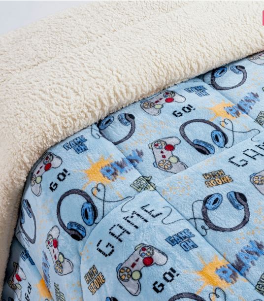 Coberdrom Cobertor Solteiro Manta/Sherpa Dupla Face Bouti Kids Game ESGOTADO