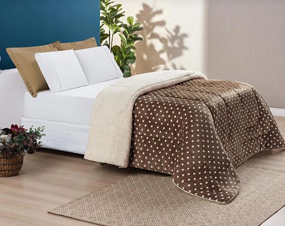 Coberdrom Petit Poá Sherpa 150g Manta Felpuda QUEEN