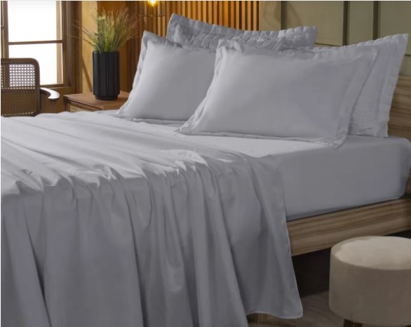 Jogo de Cama Lençol Basic Aba Americana Percal 300 fios  Queen 4 Peças