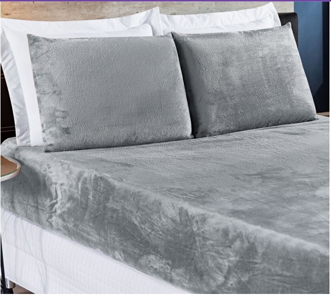 Jogo De Lençol Queen 3 Peças Plush Manta Flannel Textura Liso