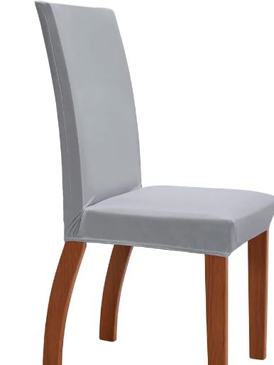 Kit Com 06 Capa Protetora Para Cadeira De Jantar Malha Com Elástico Cinza