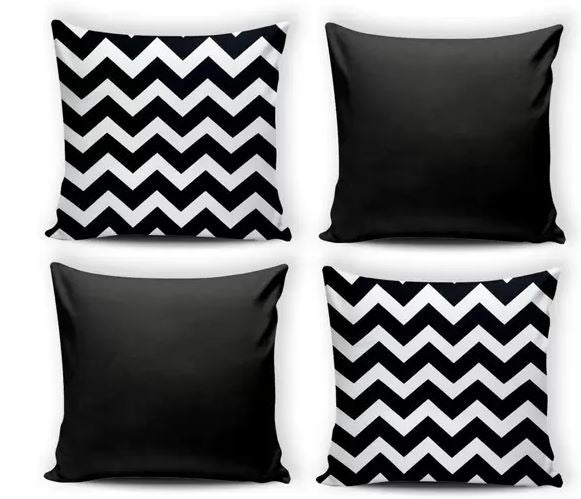 Kit 04 Almofadas Cheia Decoração Casa 45x45 Geométricas Chevron Várias Cores - Pascogran Store Enxoval