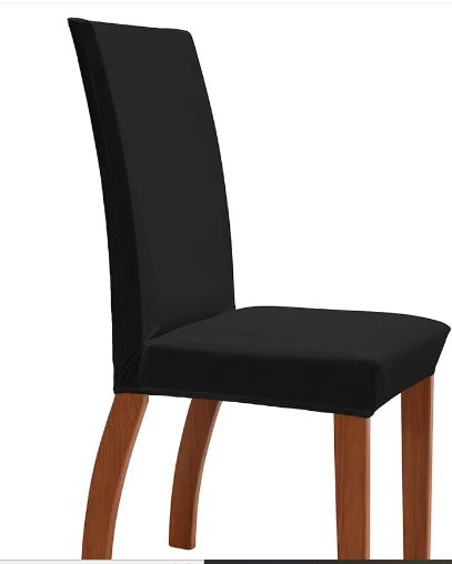 Kit Com 06 Capa Protetora Para Cadeira De Jantar Malha Com Elástico Preto