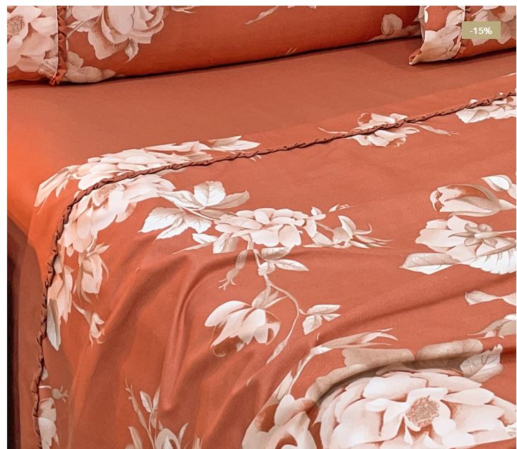 Jogo Cama Queen Percal 300 Fios Toque Macio Confort Print 04 Peças - Coral