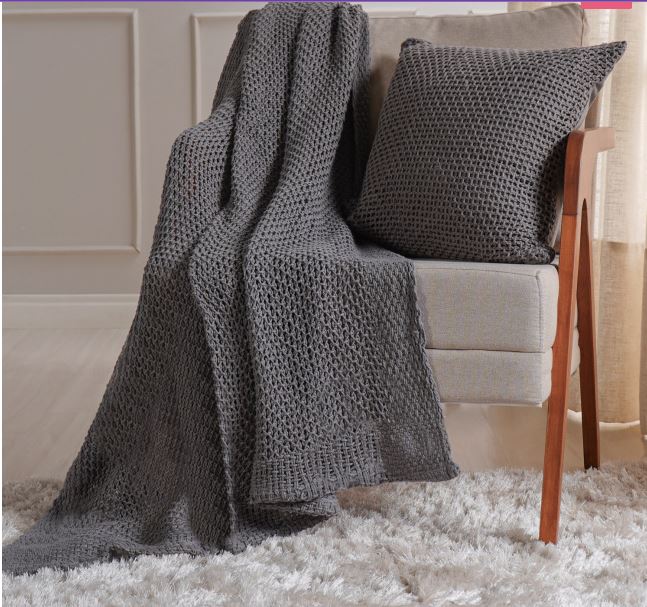 Manta Para Cama e Sofá Atacama Em Tricô 1,20m x 1,50m 100% Algodão
