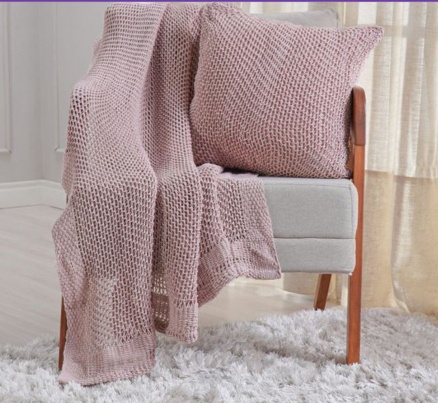 Manta Para Cama e Sofá Atacama Em Tricô 1,20m x 1,50m 100% Algodão