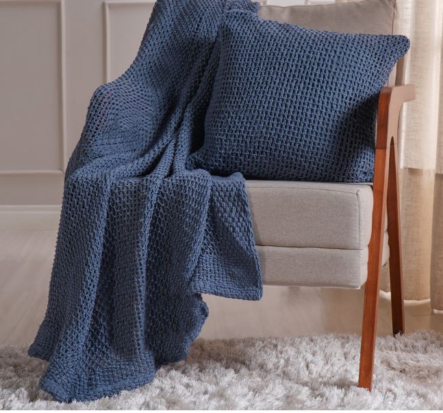 Manta Para Cama e Sofá Atacama Em Tricô 1,20m x 1,50m 100% Algodão