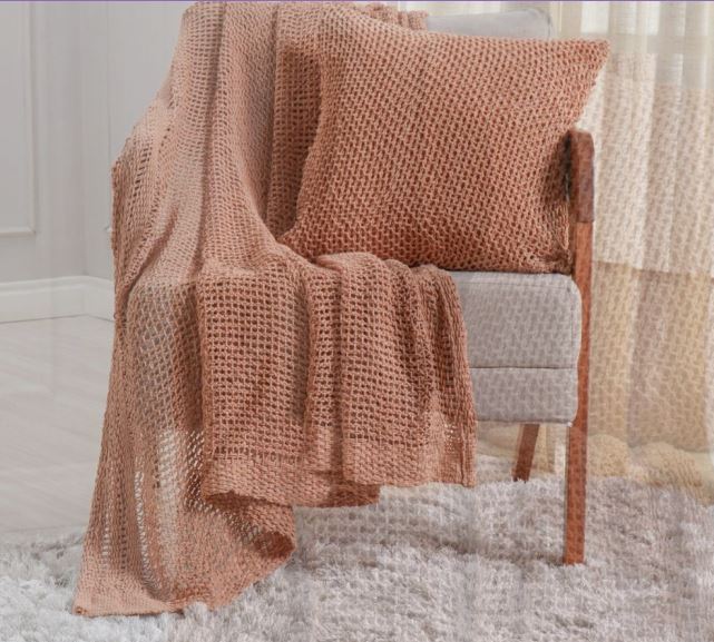 Manta Para Cama e Sofá Atacama Em Tricô 1,20m x 1,50m 100% Algodão