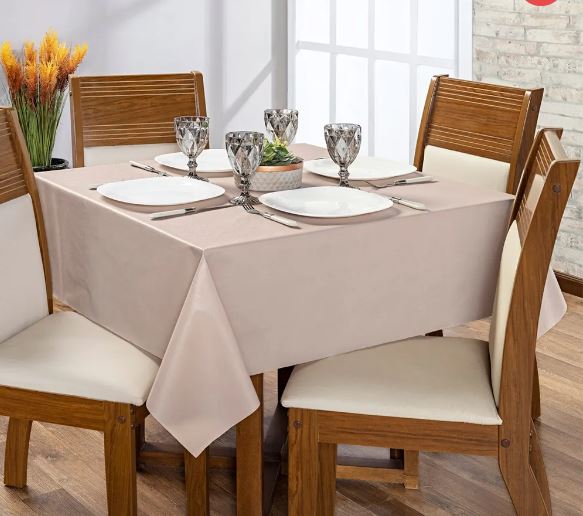 Toalha de Mesa 4 Lugares Térmica Impermeável 1,40 m x 1,40 m Avelã