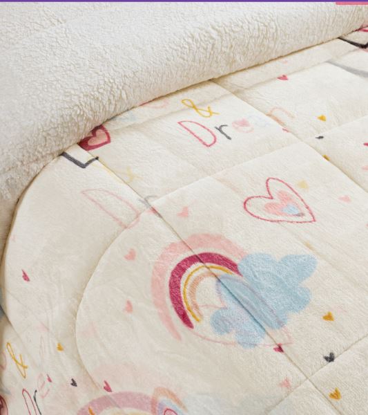 Coberdrom Cobertor Solteiro Manta/Sherpa Dupla Face Bouti Kids Unicórnio